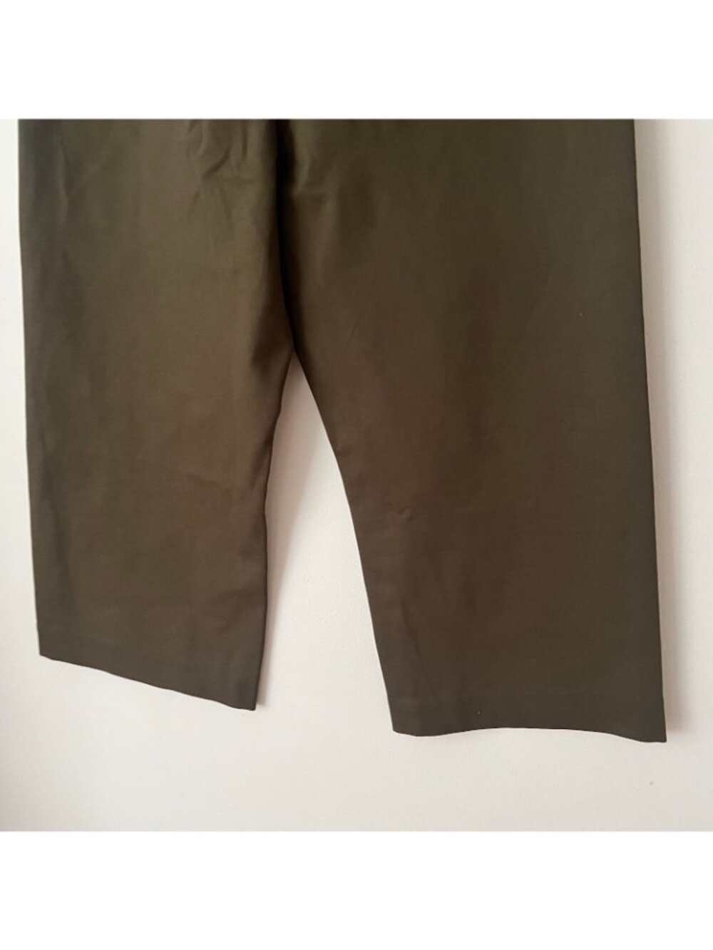 Quince Ultra Stretch Ponte Cropped Wide Leg Pants Olive Green Women's Size 16 - Picture 7 of 10